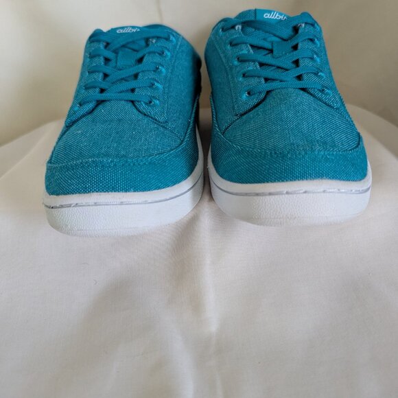 ALLBIRDS  WOMENS CANVAS PACERS SNEAKERS - SZ 8 - LACE UP THRIVE TEAL BLUE - Picture 6 of 10